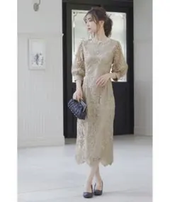 ラリマール様専用　レースアップ　ベージュ　niana ニアナ 刺繍　バックリボン