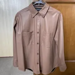 GU　フェイクレザージャケット　オーバーサイズ　ブラウンシャツMサイズ　合成皮革