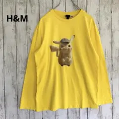 【H&M】メンズ　ポケモン名探偵ピカチュウ 長袖Tシャツカットソー イエローS