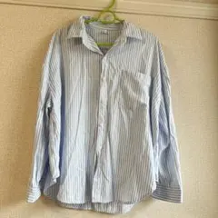 水色ストライプ長袖シャツ