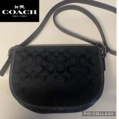 最終値下げ！COACH ブラック コーチ ショルダーバッグ 黒 斜め掛け 総柄