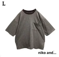 nikoand…ニコアンドTシャツチェック柄ポケット付きオシャレ古着