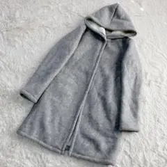 【ショコラフィネローブ】裏ボアフード付きロングコート　ライトグレー　秋冬　F