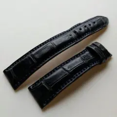 4612#22mm-20mmダークアッシュ☆本物クロコダイルベルト☆スイス製