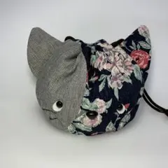 巾着　ちび猫ブチ:野薔薇No.36-CM