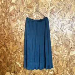 COMME CA MODELS ロングスカート フレア プリーツ ダークグリーン