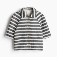お値下げしました‼️【H&M】 半袖ジャケット-グレー／ボーダー　テーラードのサムネイル