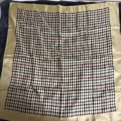 チェック柄 シルク風スカーフ 約90cm