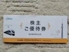 東武鉄道 株主優待券 2025年12月31日まで