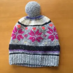 新品】M&KYOKO ニットキャップ 花文様の飾り刺繍付 - メルカリ