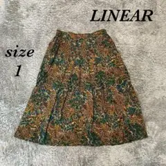 リニア (1) フレア ロングスカート サイドファスナー プリーツ 裏地つき