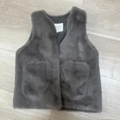 グレー ファー　ベスト 90