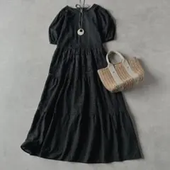 美品☆デシグアル 刺繍　ティアード　ロングワンピース　カットワーク　パフスリーブのサムネイル