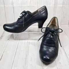 極美品【23.5㎝】あしながおじさん 本革 パンプス 黒　レースアップ　紐靴