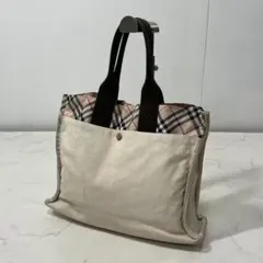 BURBERRY 日本製 ロゴ ノバチェック キャンバス トートバッグ