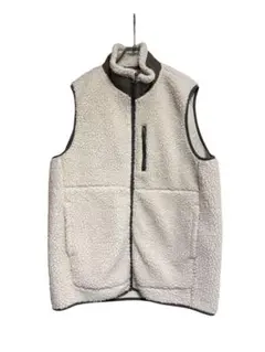 無印良品 フリース ベスト ベージュ×ブラウン L