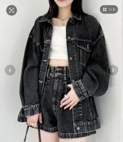 Heather デニムセットアップ　ブラック