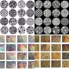 即購入OK【新品】４種レース柄転写ネイルホイル　アートホイル 64枚セット