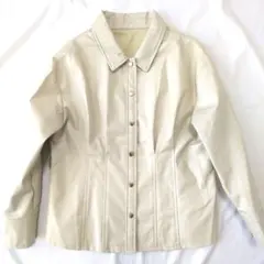 Clear　ライトベージュ 合成皮革ジャケット　フリーサイズ