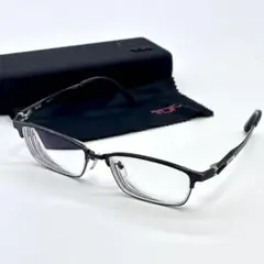 トゥミ TUMI メガネ 度入り ハーフリム ブラック ケース付き10-0070