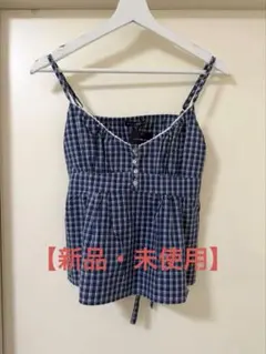 【新品未使用】Brandy Melville チェック キャミソール ネイビー