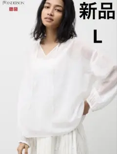 新品 ユニクロ JW ANDERSONコットンシアーボリュームブラウス L
