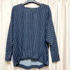 【新品】格安❣️即スタイルが完成★ストライプ裾タックニット☆他2色ご用意