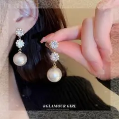 大人かわいい♡キラキラ 大きめ パール ゆれるピアス ゴージャス パーティー