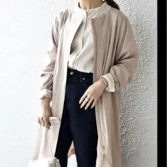 シップス　撥水加工ノーカラーコート　ベージュ