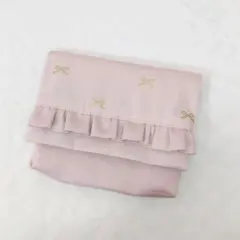 移動ポケット リボン柄 フリル ピンク 女の子 ハンドメイド