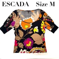 【美品】ESCADA エスカーダ シルク100% 花柄 Tシャツ Mサイズのサムネイル
