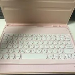 Bluetooth ピンク 丸型キー キーボード 本体　iPadカバーセット