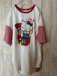 新品未使用　レトロキティちゃんHello Kitty ギンガムチェック袖Tシャツのサムネイル