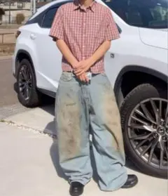 90's 半袖シャツ　チェック　短丈　cityboy ノームコア　ボックス　古着