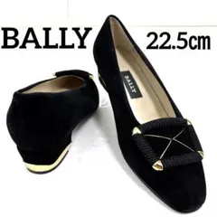 バリー スエードパンプス 黒 ブラック ゴールド 金具 ヒール太め