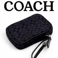 COACH コーチ ポーチ シグネチャー キャンバス ブラック