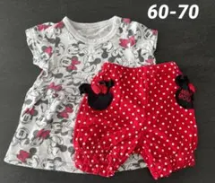ベビートップス ディズニー ミニーちゃん半袖Tシャツ パンツ サイズ60-70