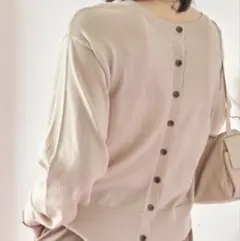 Samansa Mos2 Blue クルーネックカーディガン Lサイズ