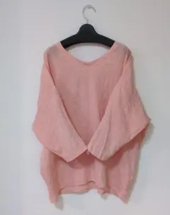 120%Lino リネンシャツ ピンク 長袖 麻 42 XL 大きなサイズ - メルカリ