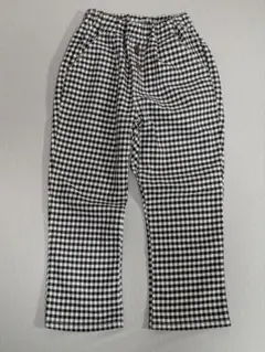黒白チェック柄ロングパンツ120cm