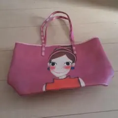 キャラクターイラスト トートバッグ ピンク