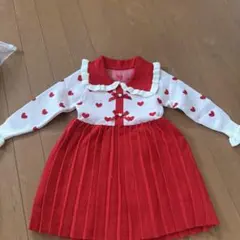 赤と白のハート柄ワンピース