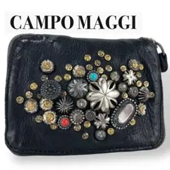 【美品】CAMPO MAGGI カンポマッジ 二つ折り財布 ブラック　レザー