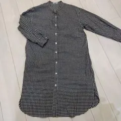 美品シャツワンピース L ブラック✕ホワイトのチェック柄