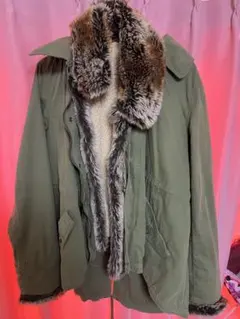 オリーブグリーン フード付きモッズコート