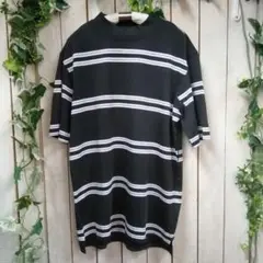 MK490★アディダス黒と白のボーダー Tシャツ 半袖★サイズM