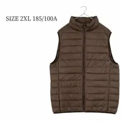 トップバリュ/ダウンベスト/中綿/キルティング/ジップアップ/2XL/カーキ