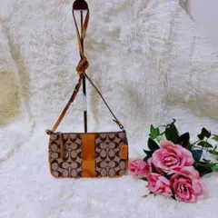 【COACH】ブラウン シグネチャー ショルダーバッグ 斜めがけOK お洒落お得