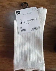 GU キッズ靴下 21-24cm オフホワイト 2足入り