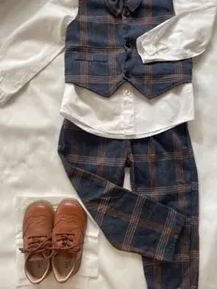 キッズ フォーマル スーツセット 110cm 靴17.5㎝